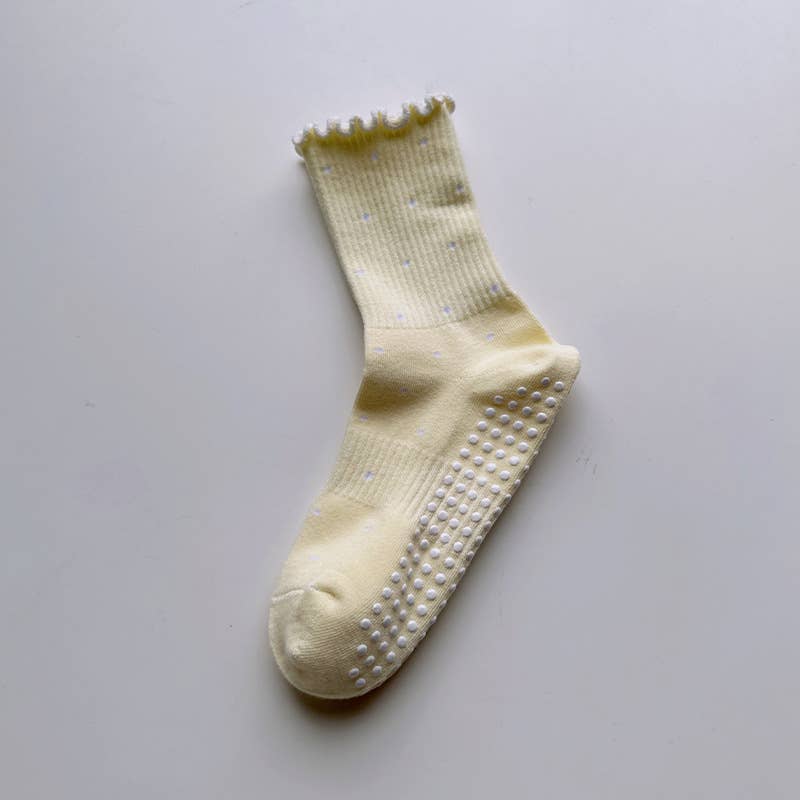 Yellow Ruffle Pilates Grip Socks