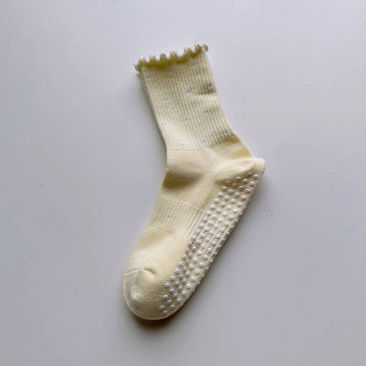 Yellow Ruffle Pilates Grip Socks
