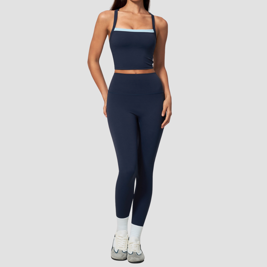 Navy Sculpt Top