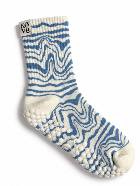 Blue swirl grip socks
