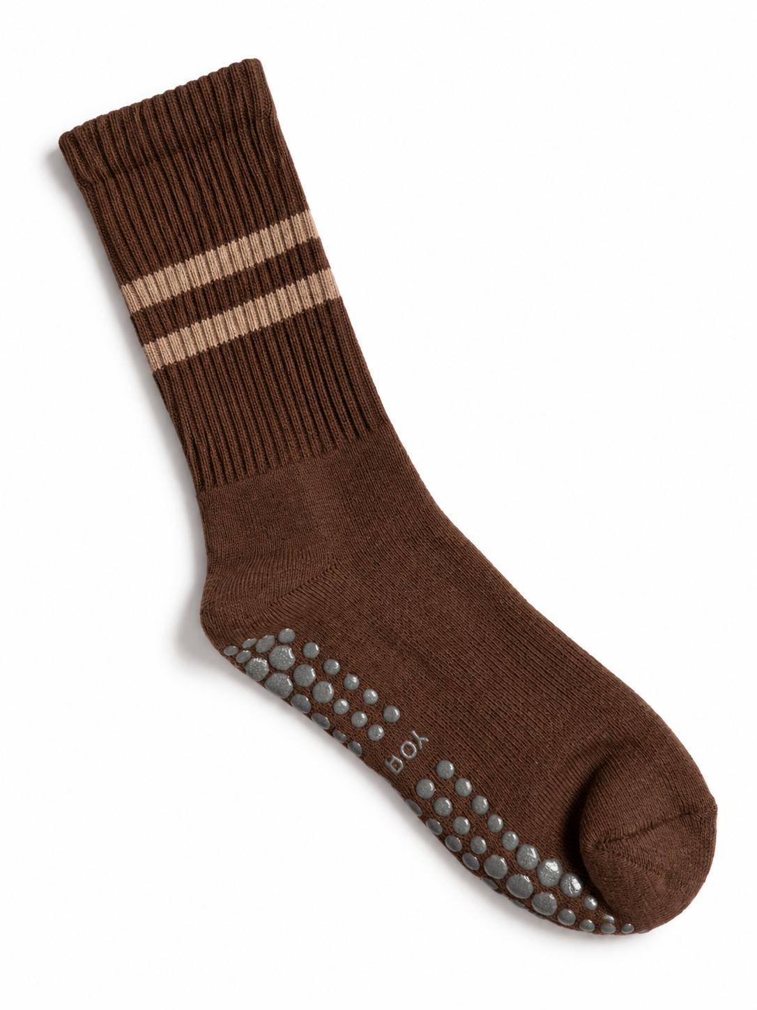 Cocoa stripe grip socks