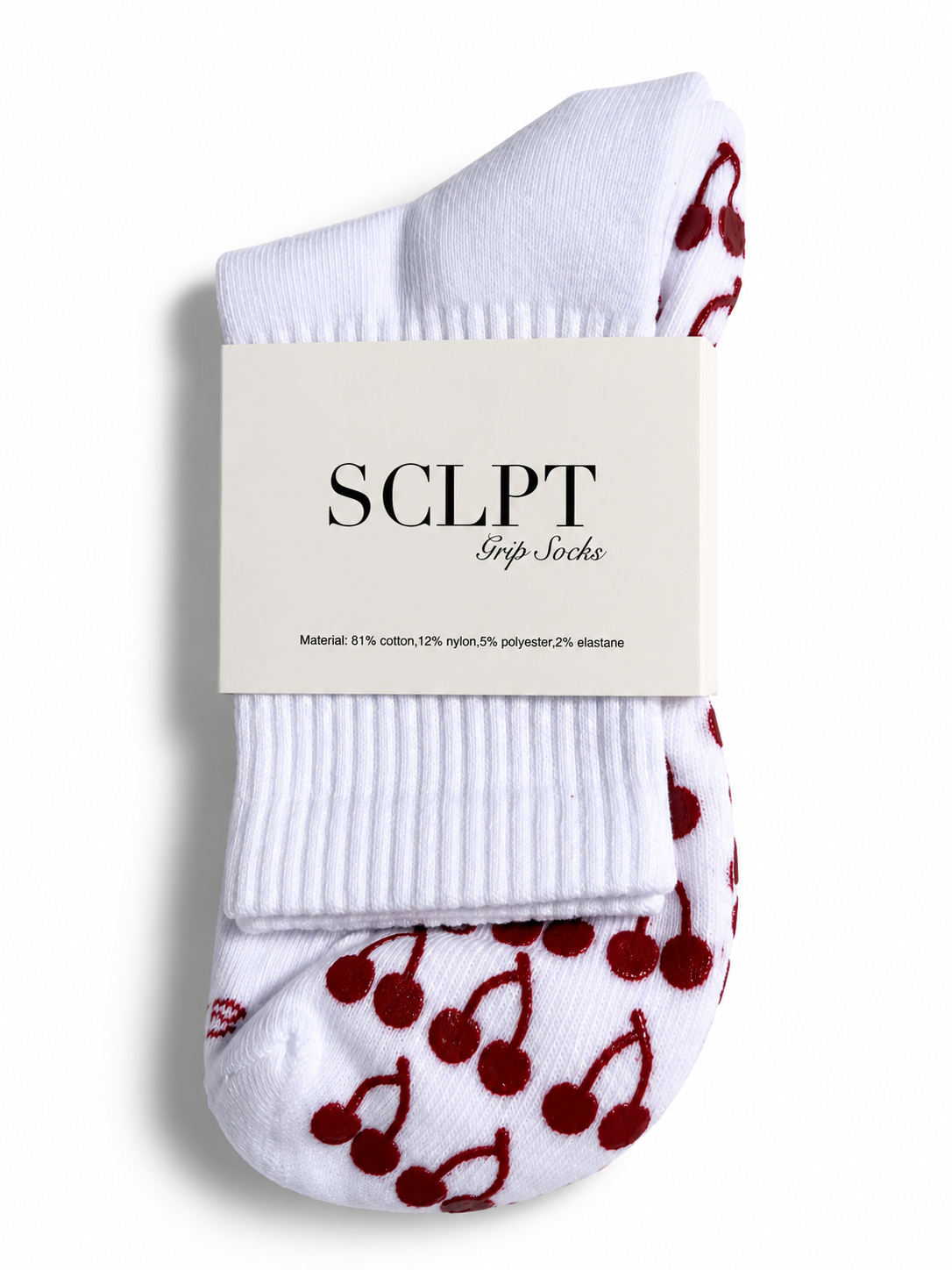 White cherry grip socks
